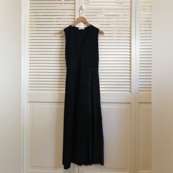 A.L.C. Black Fit and Flare Midi Dress with Pleating XS - Picture 4 of 8
